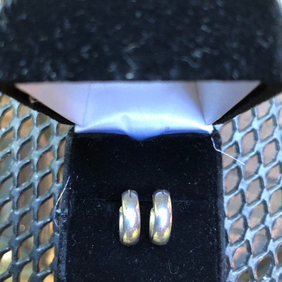 White Gold Plated Hoop Earrings. - Picture 6 of 7